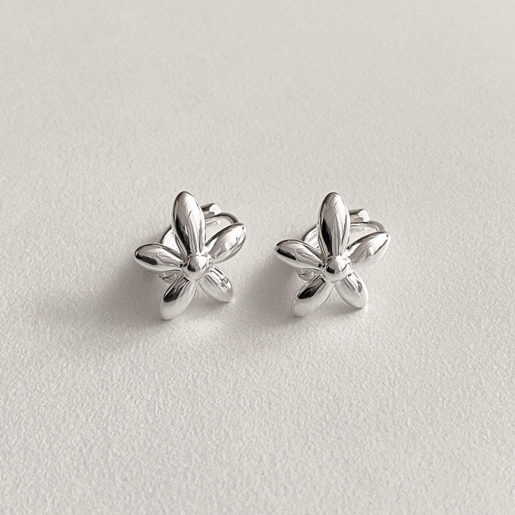 Bold Flower Huggie Earrings