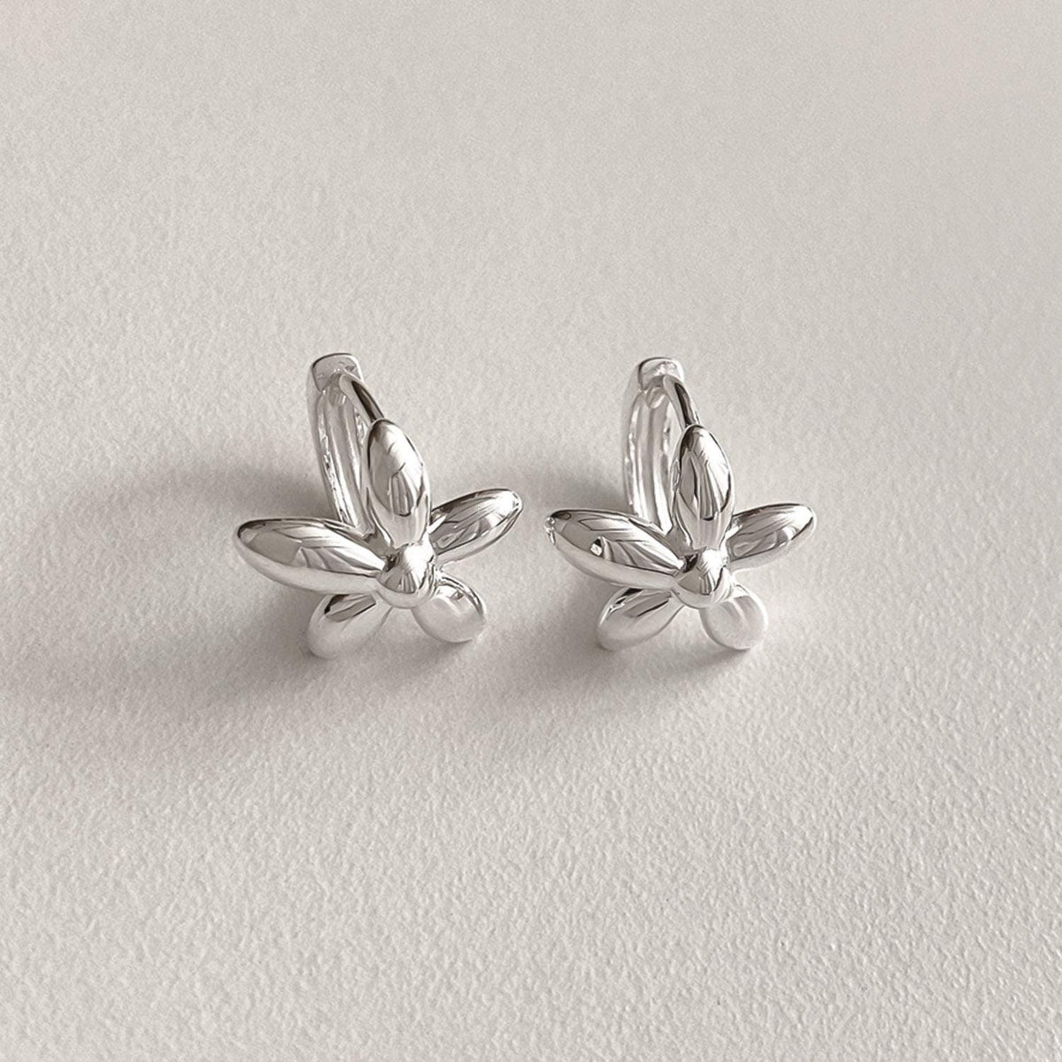 Bold Flower Huggie Earrings