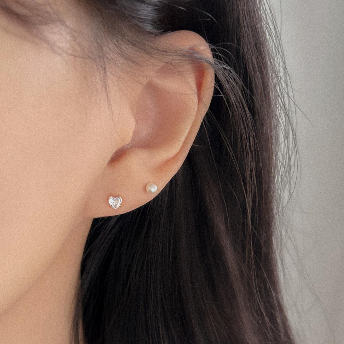 Heart CZ Stud Earrings