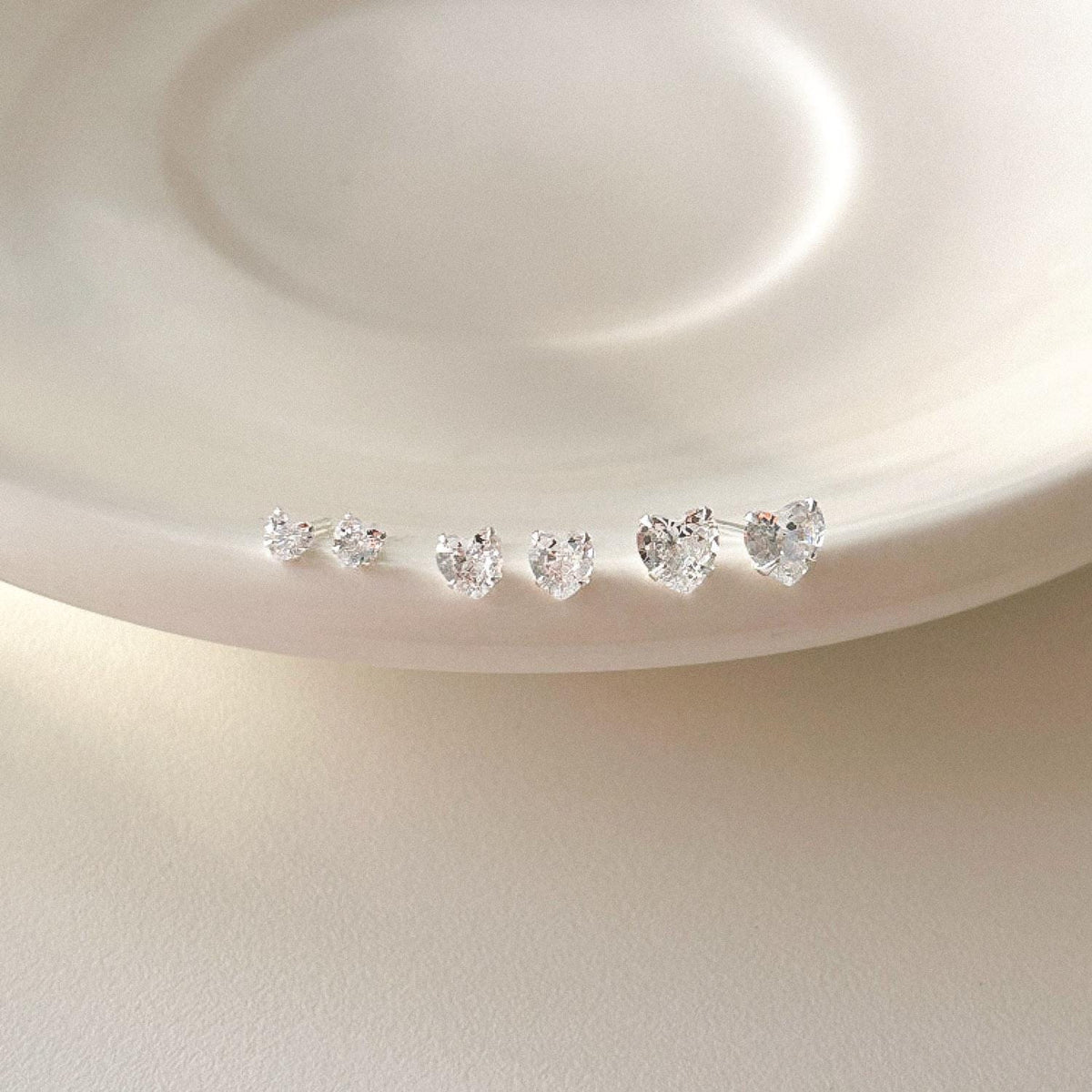Heart CZ Stud Earrings