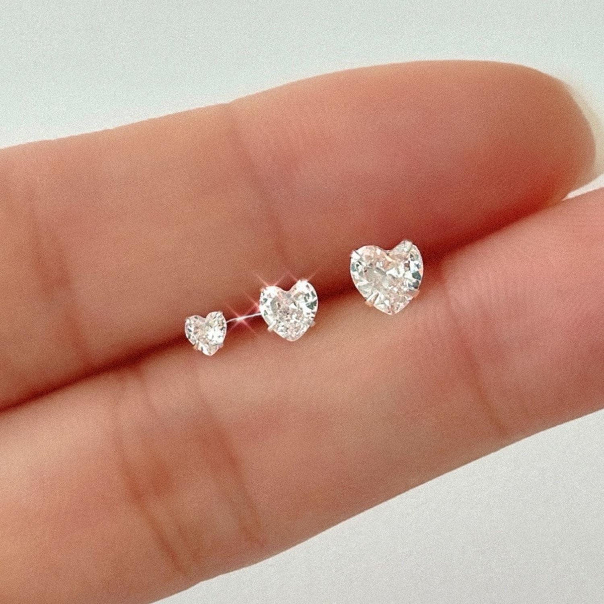 Heart CZ Stud Earrings