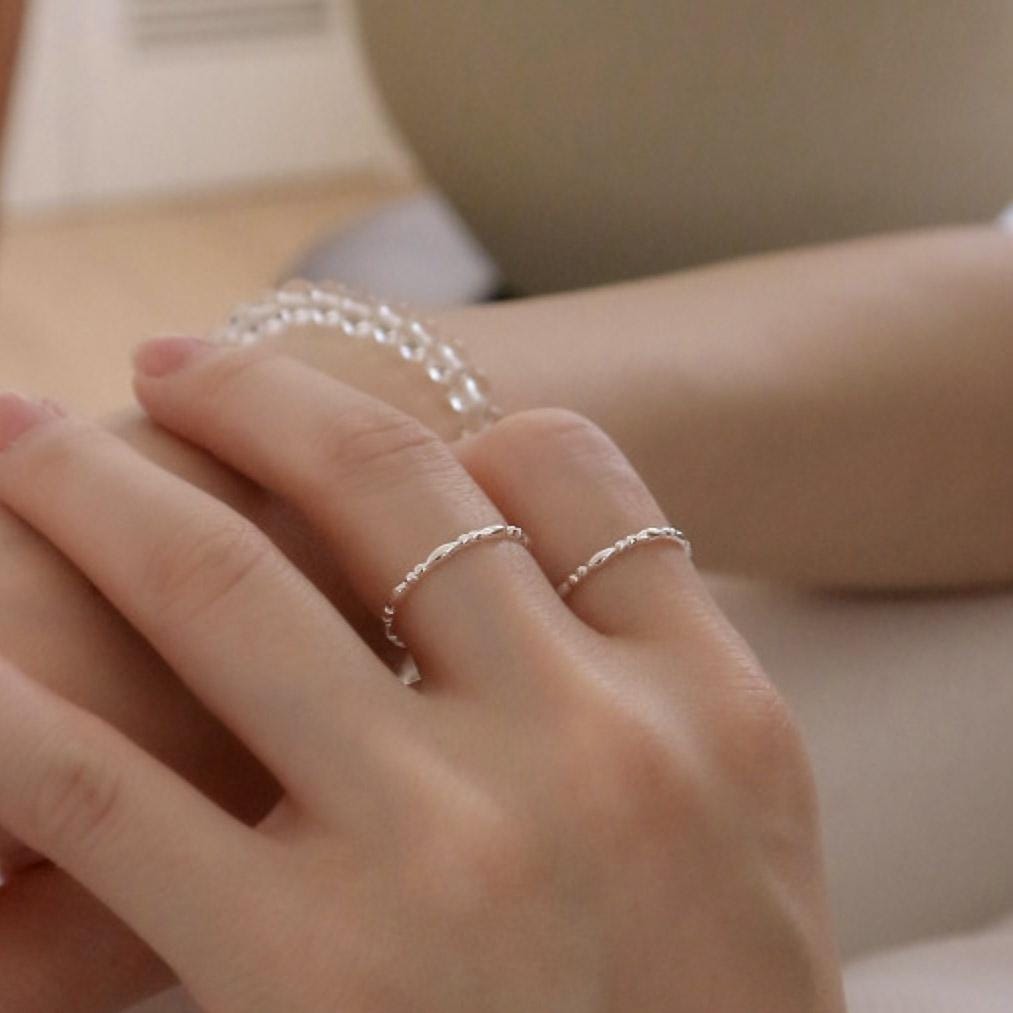 Beaded Oval Dot Band Ring