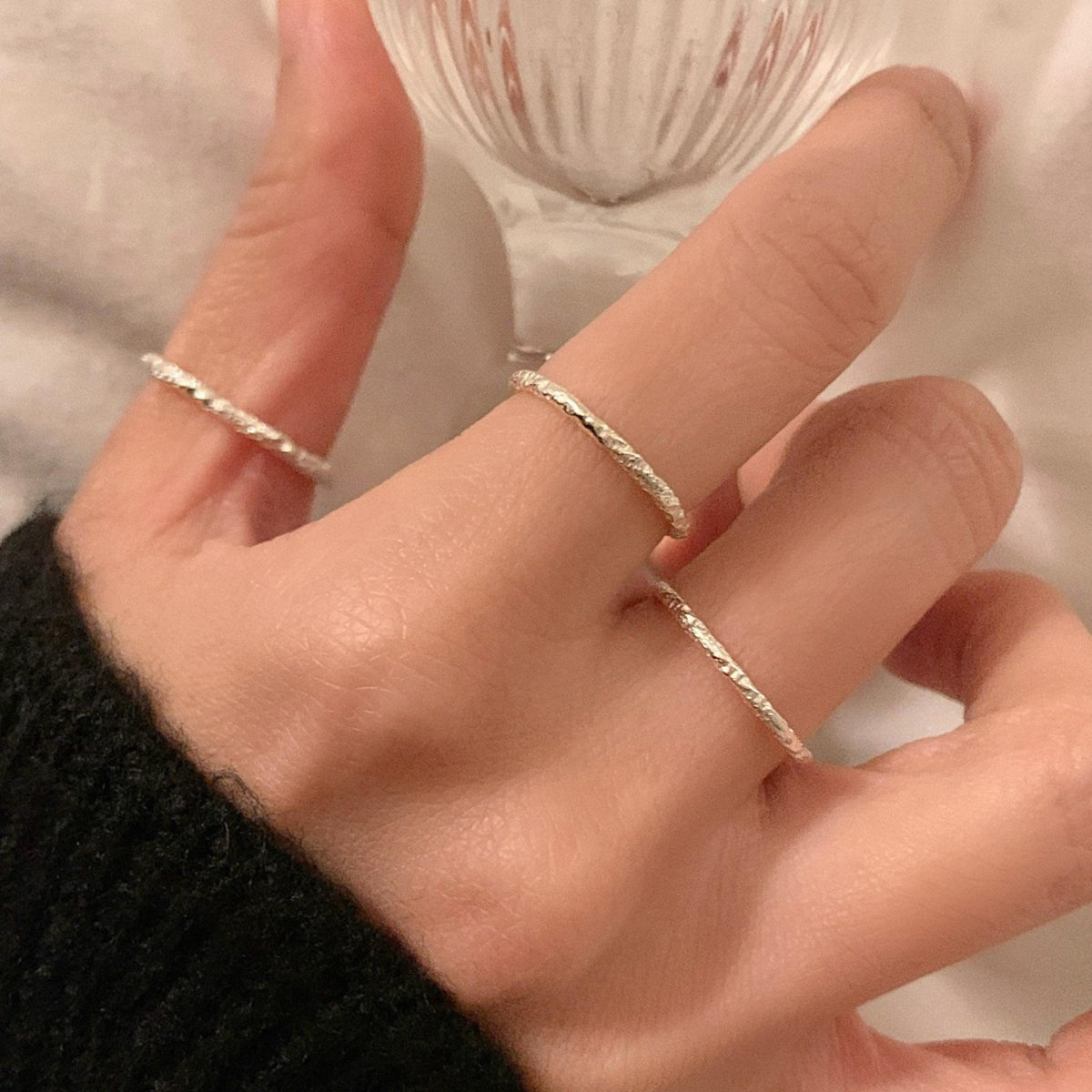 Diamond Cut 1.5mm Textured Stacking Ring
