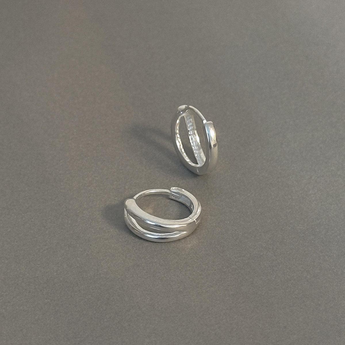 Slim Double Line Huggie Earrings 13mm