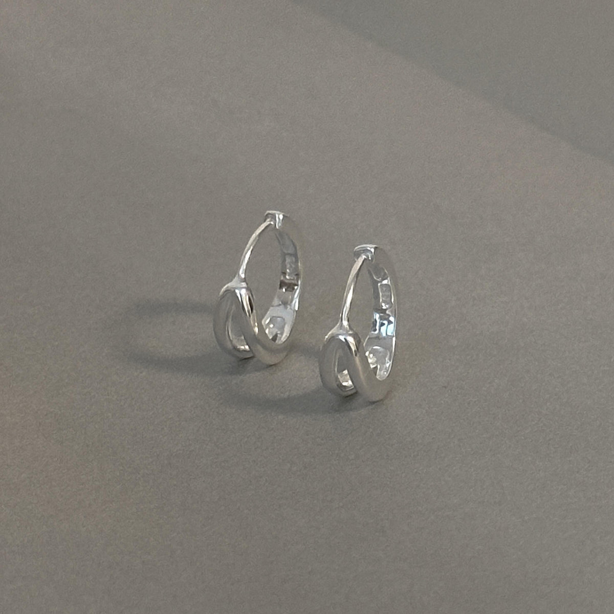 Slim Double Line Huggie Earrings 13mm