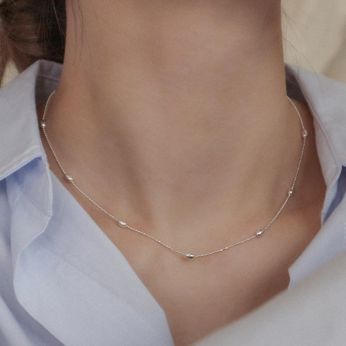 Oval Beaded Satellite Chain Necklace