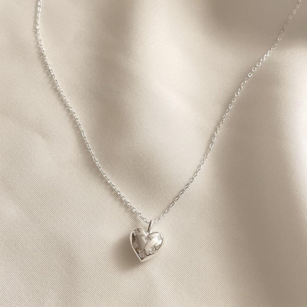 CZ Star Heart Pendant Necklace