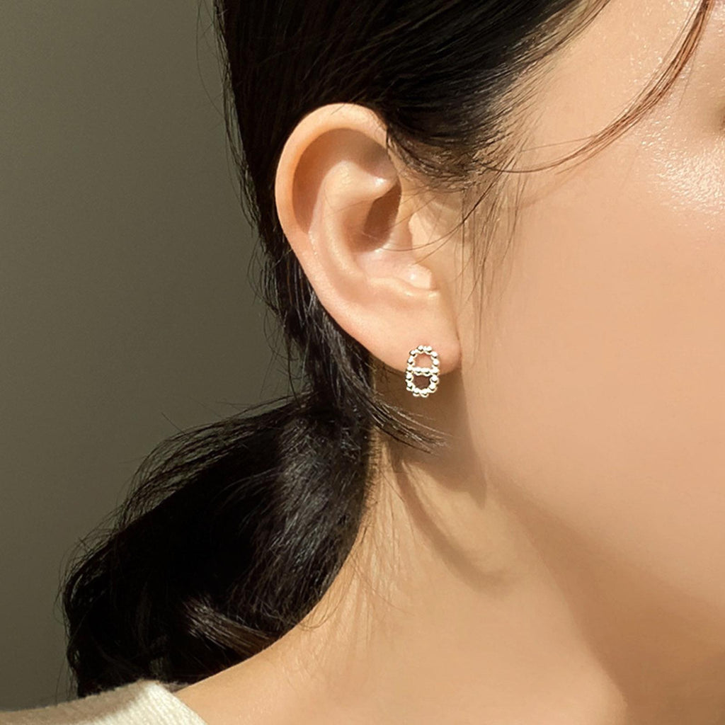 Double Oval Beaded Stud Earrings