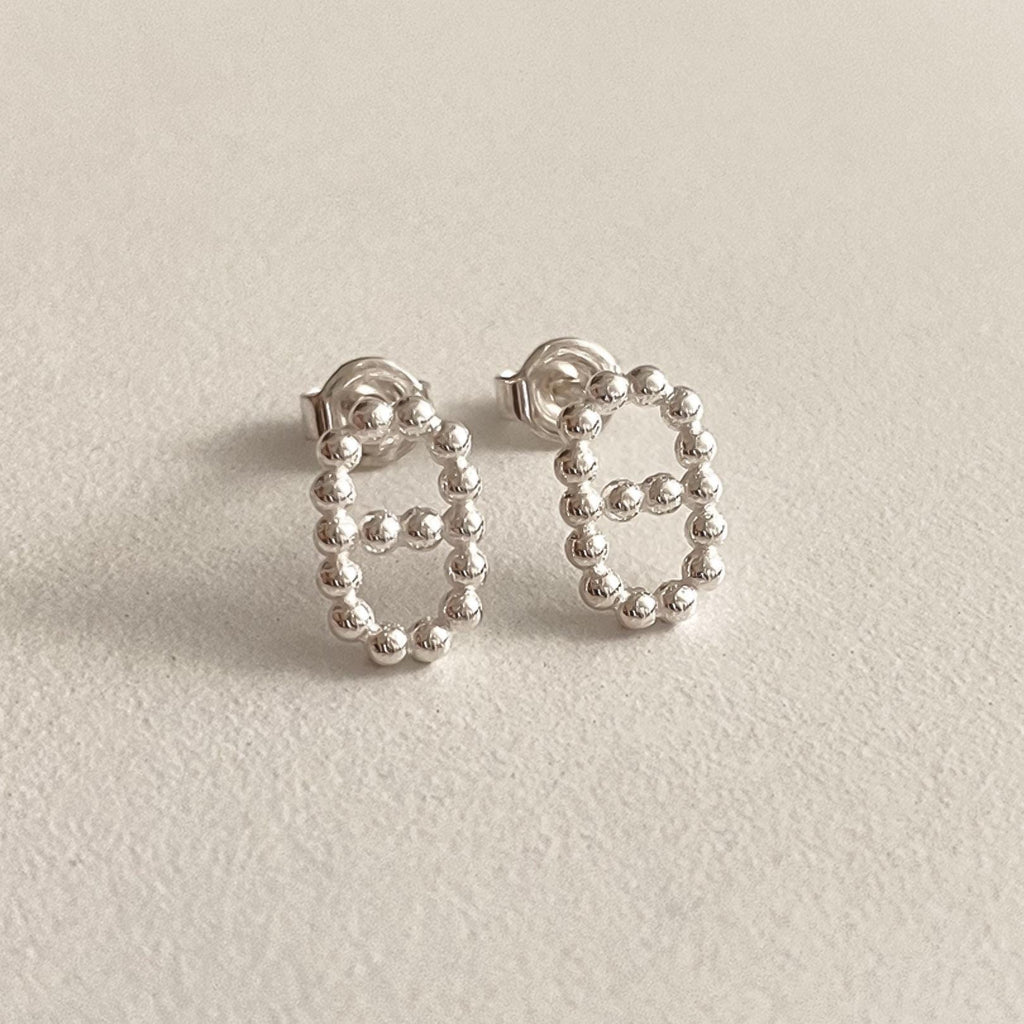 Double Oval Beaded Stud Earrings