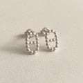 Double Oval Beaded Stud Earrings
