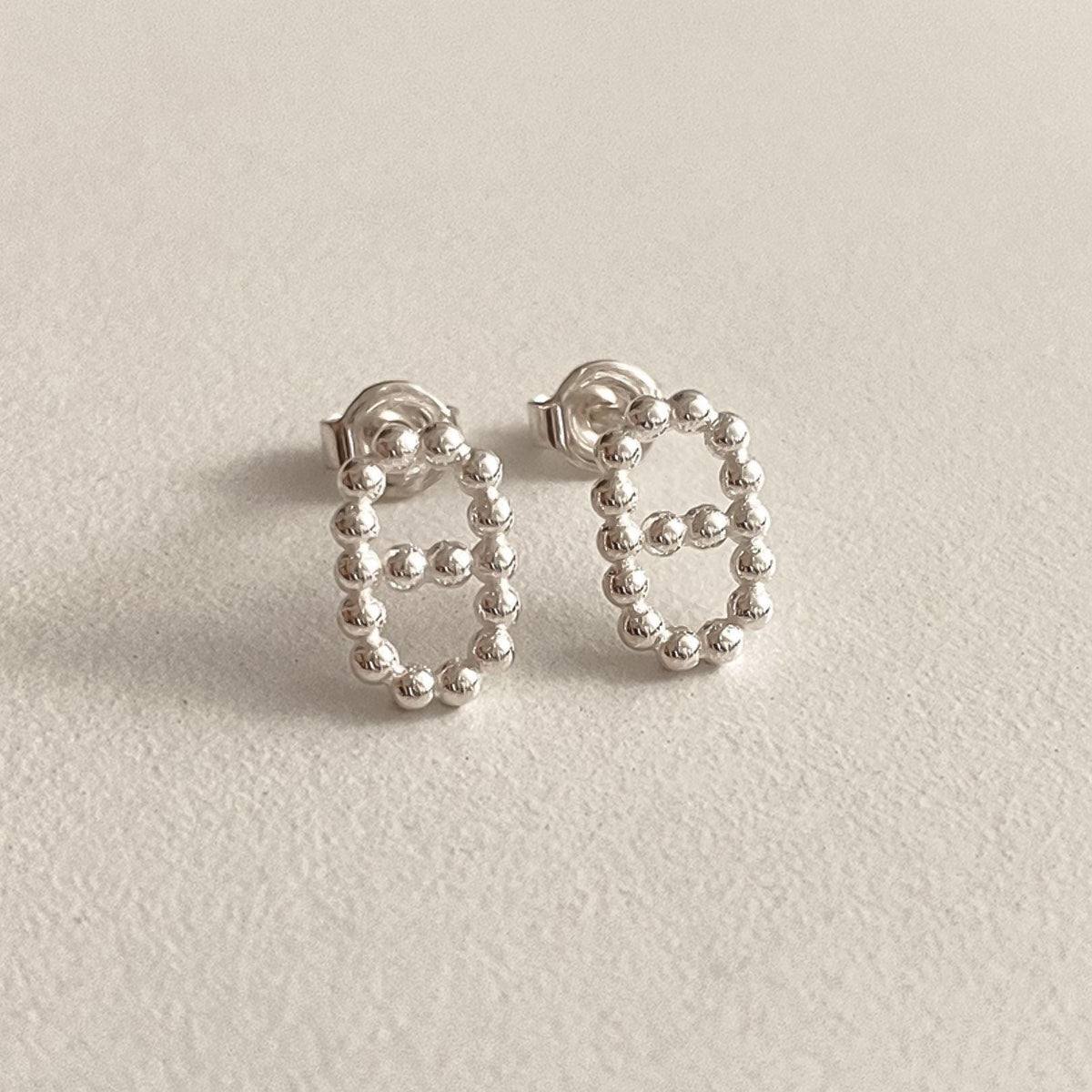 Double Oval Beaded Stud Earrings