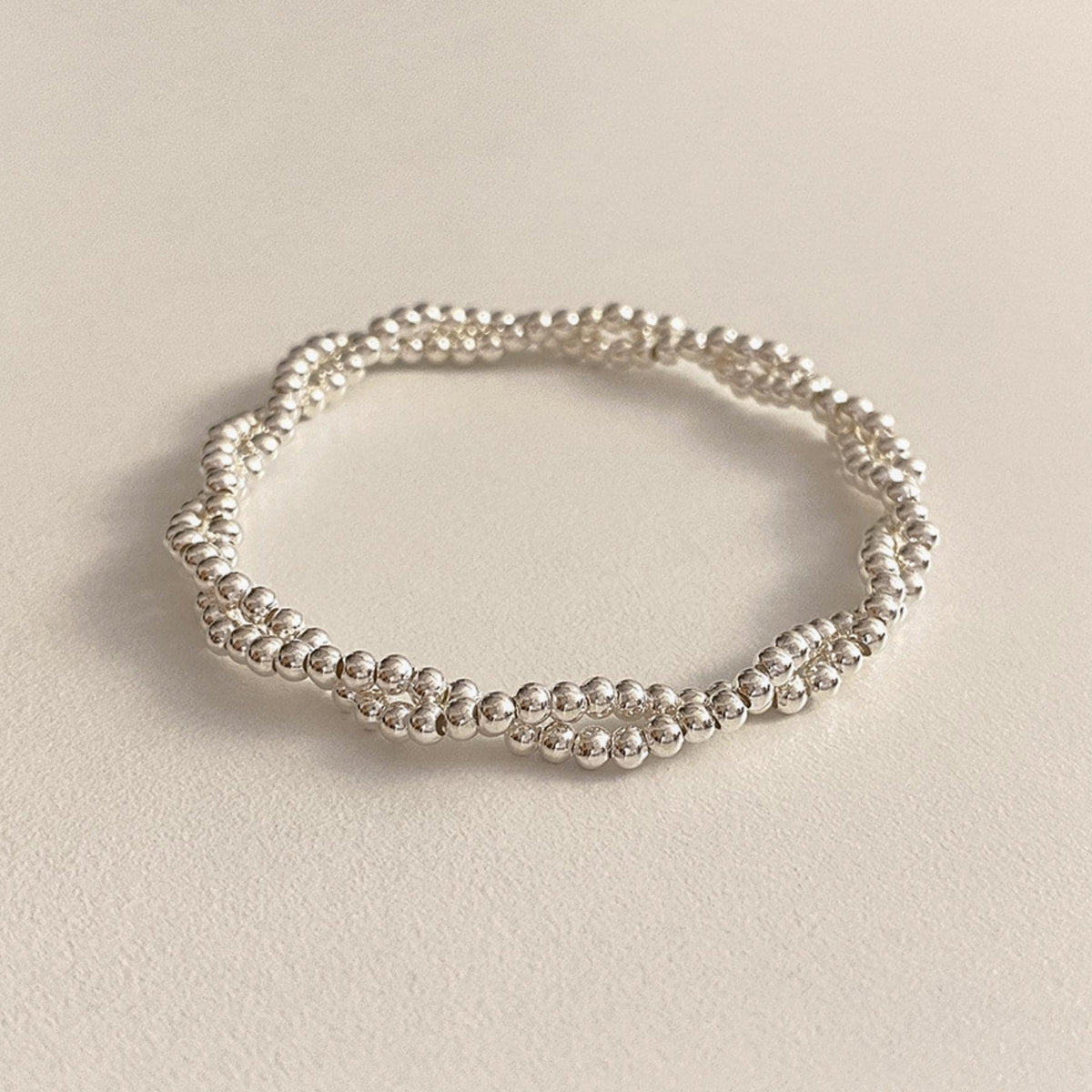 Twisted Silver Ball Beaded Bracelet