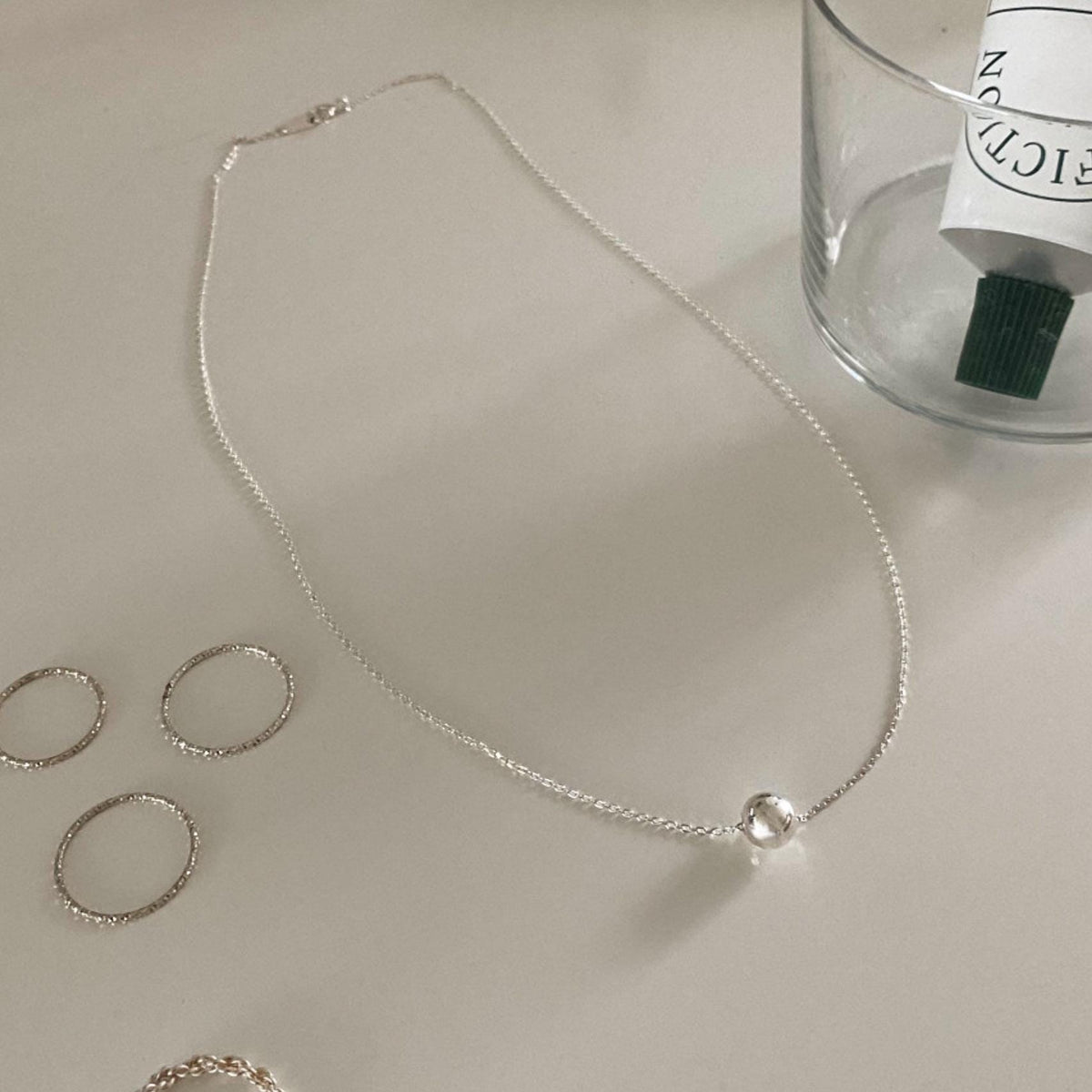 Dainty Silver Ball Pendant Necklace