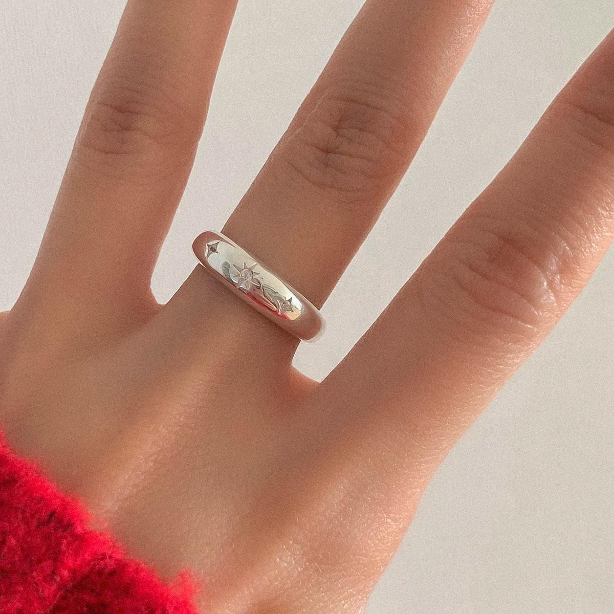 Star CZ Dome Band Ring