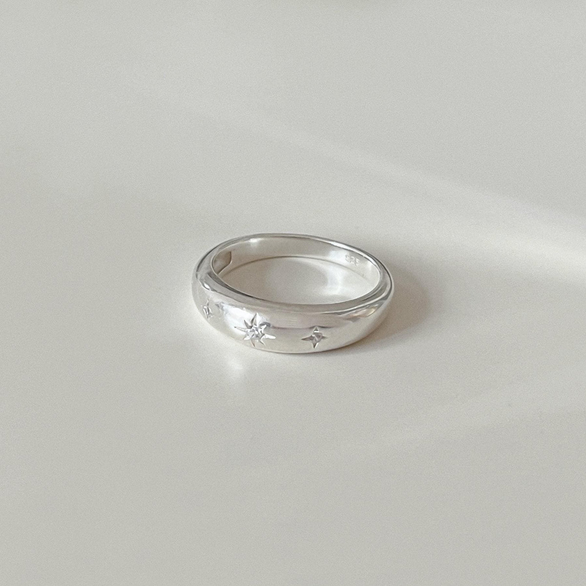 Star CZ Dome Band Ring