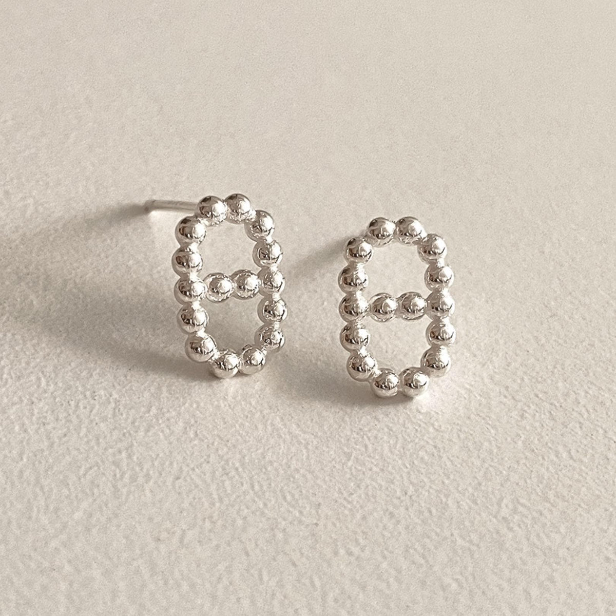 Double Oval Beaded Stud Earrings