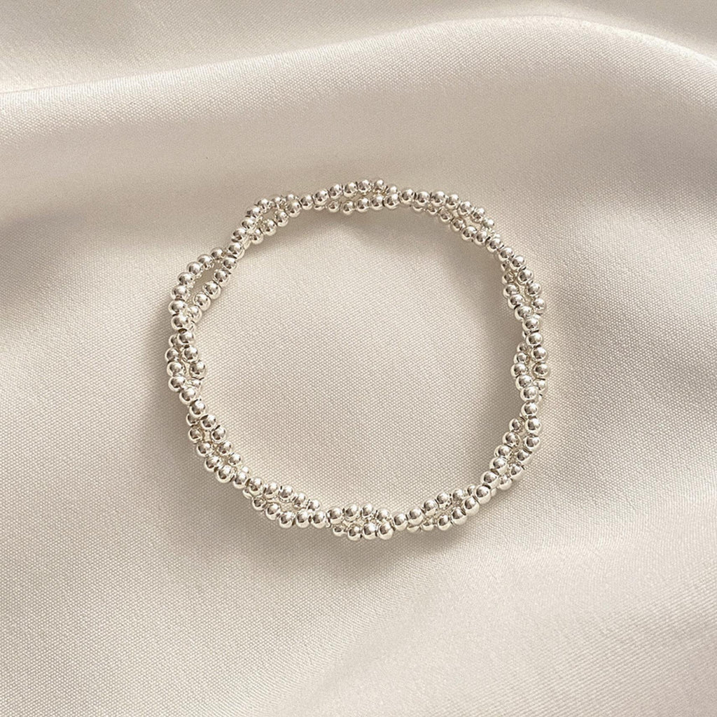Twisted Silver Ball Beaded Bracelet