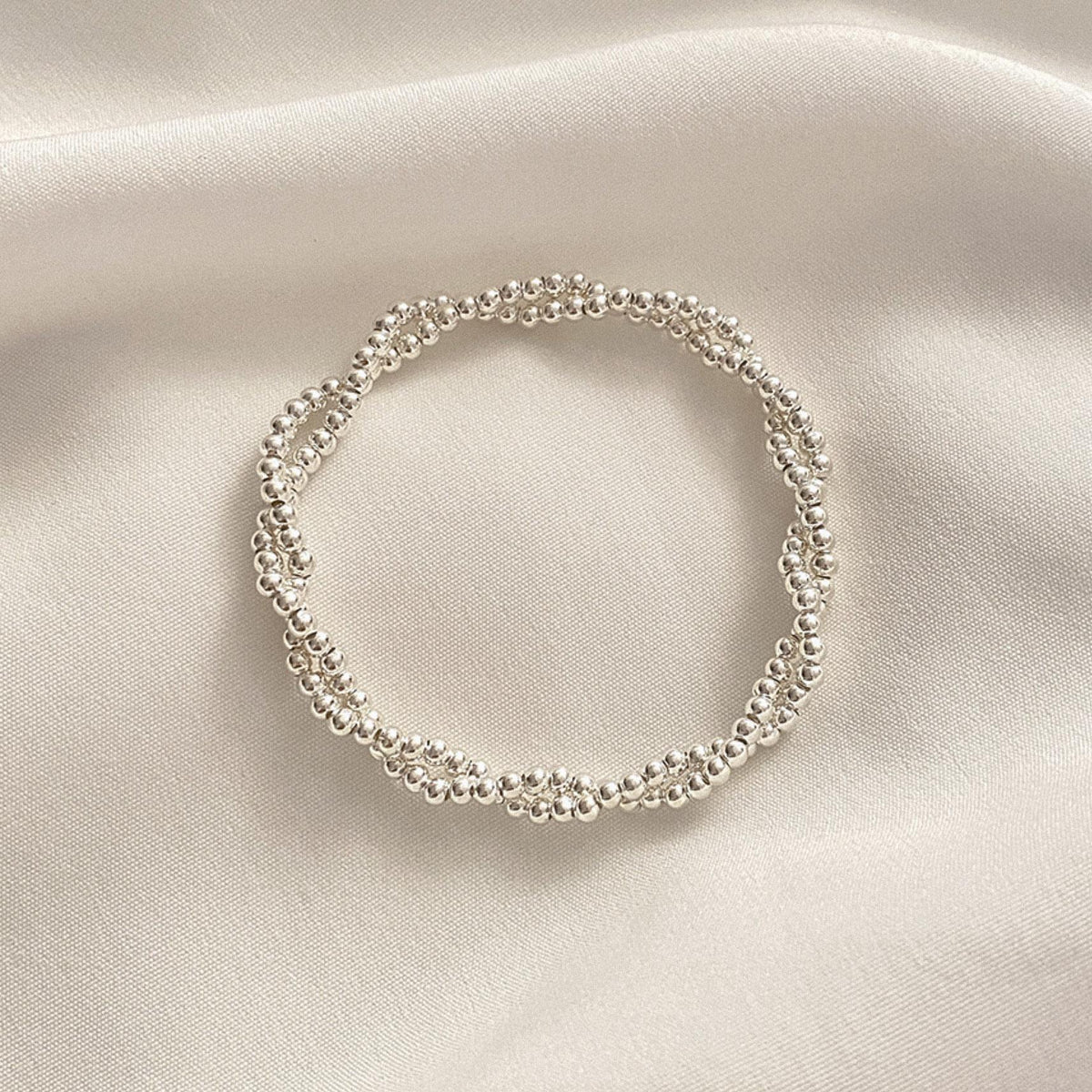 Twisted Silver Ball Beaded Bracelet