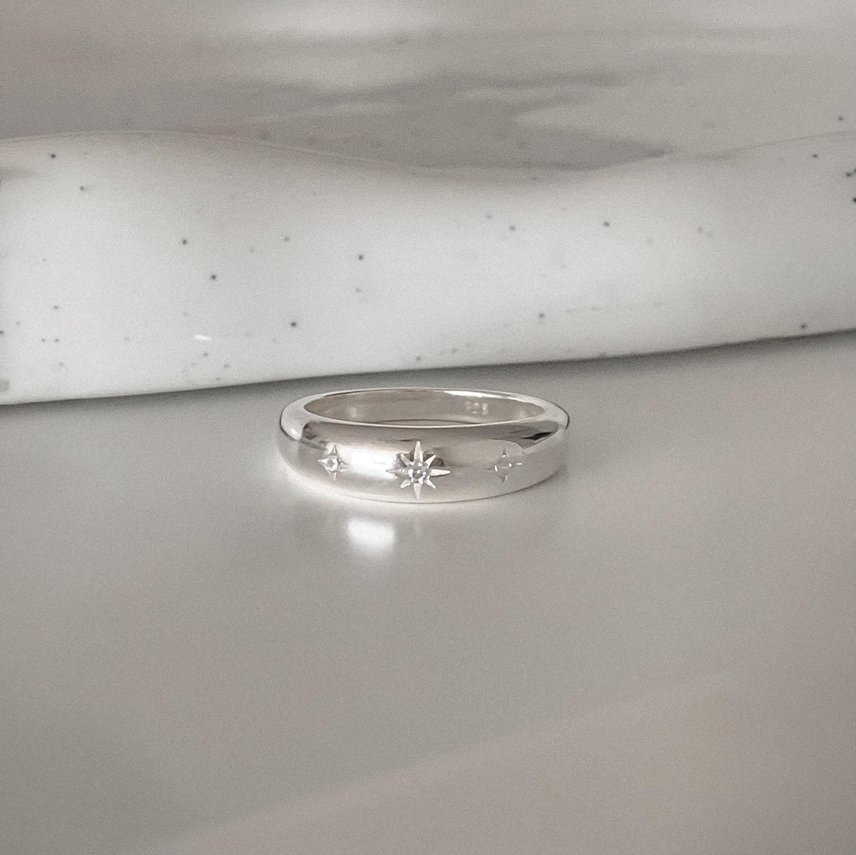 Star CZ Dome Band Ring