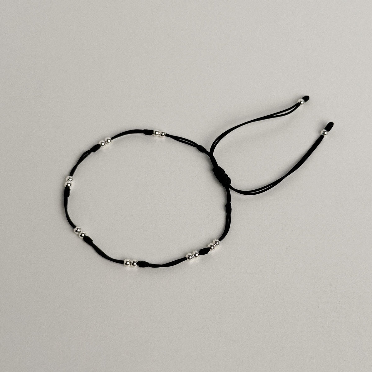 Silver Bead Cord Bracelet