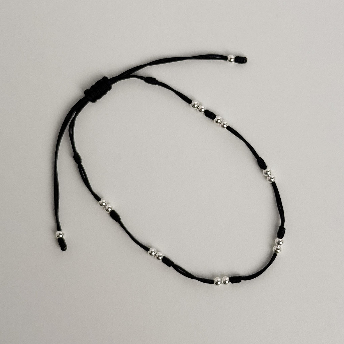 Silver Bead Cord Bracelet