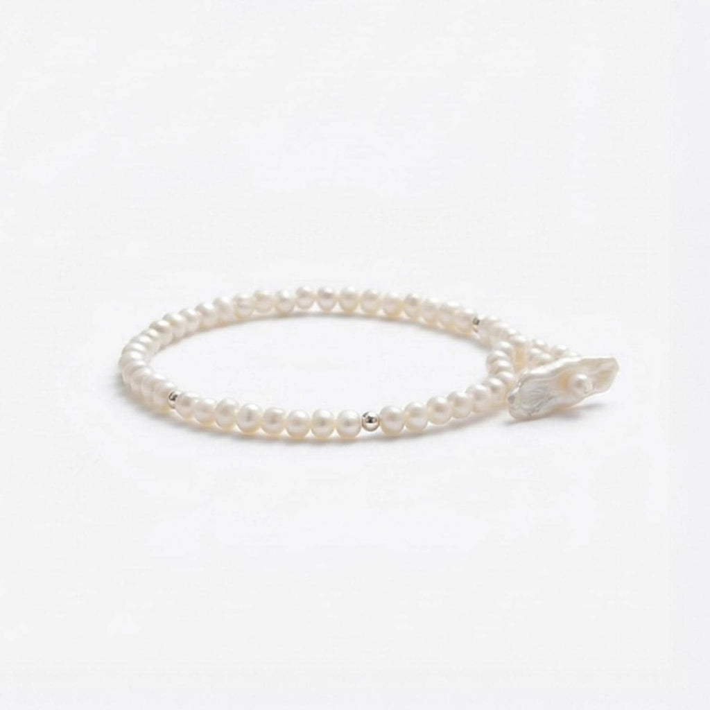 Freshwater Pearl & Silver Bead Bracelet