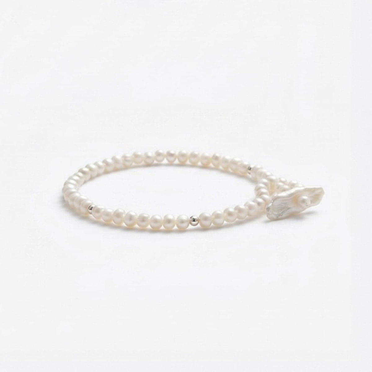 Freshwater Pearl & Silver Bead Bracelet