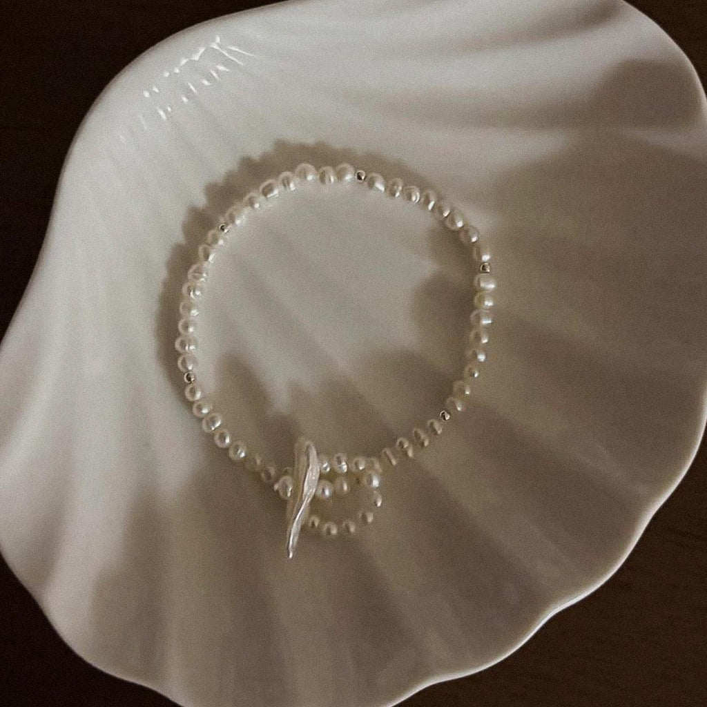 Freshwater Pearl & Silver Bead Bracelet