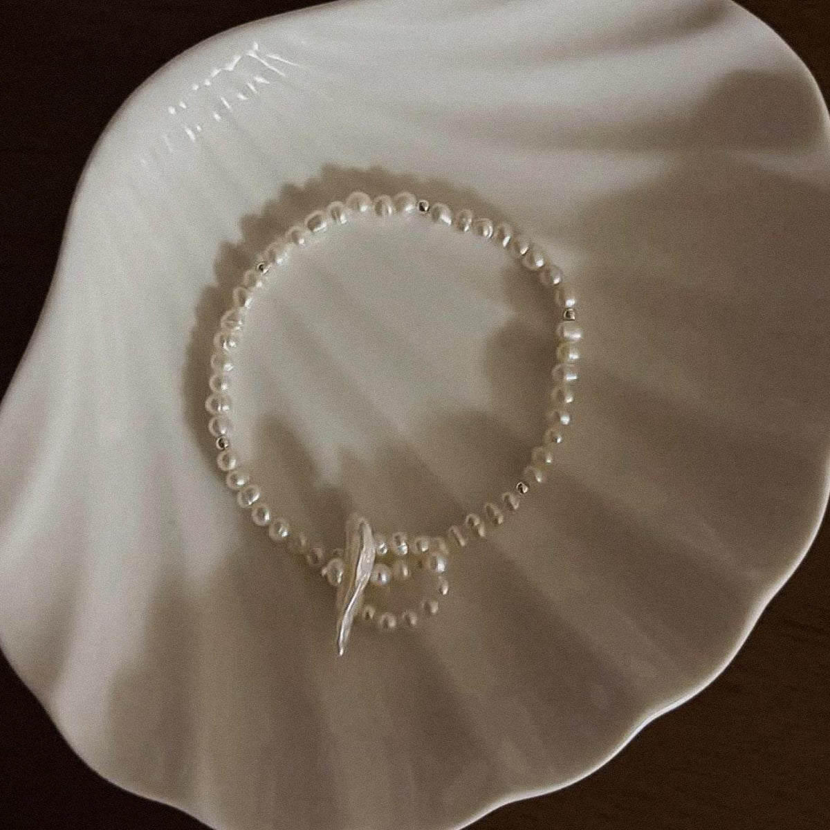 Freshwater Pearl & Silver Bead Bracelet