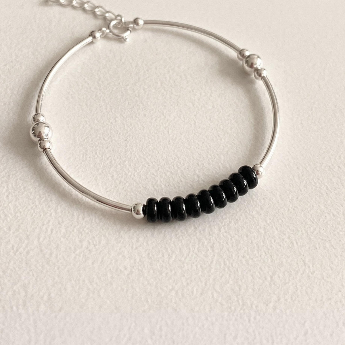Minimal Black Onyx Bead Bracelet
