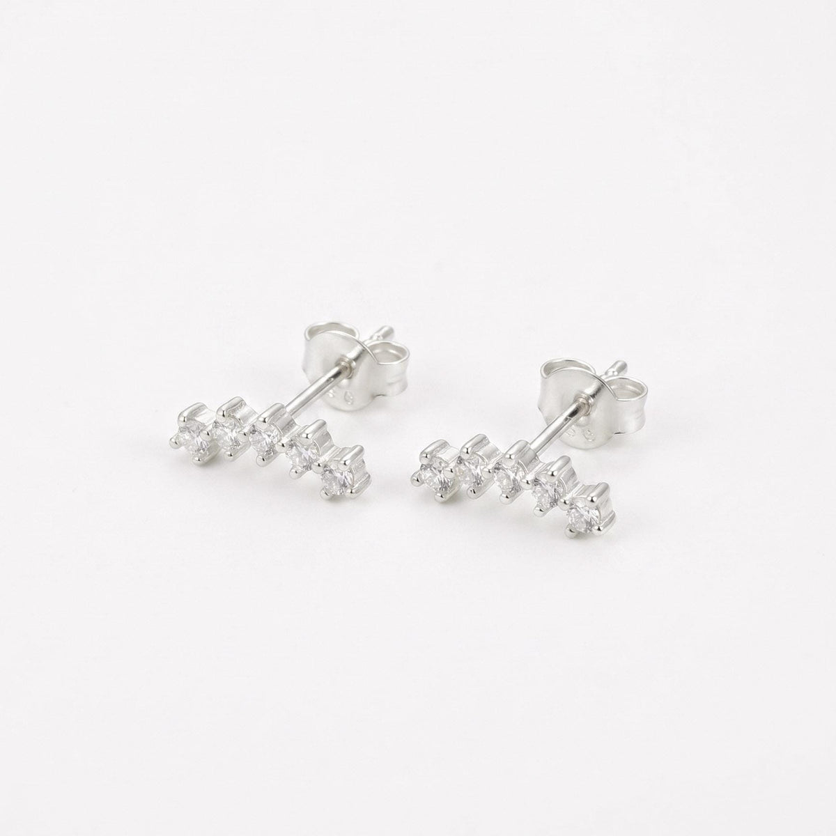 CZ Curve Bar Stud Earrings