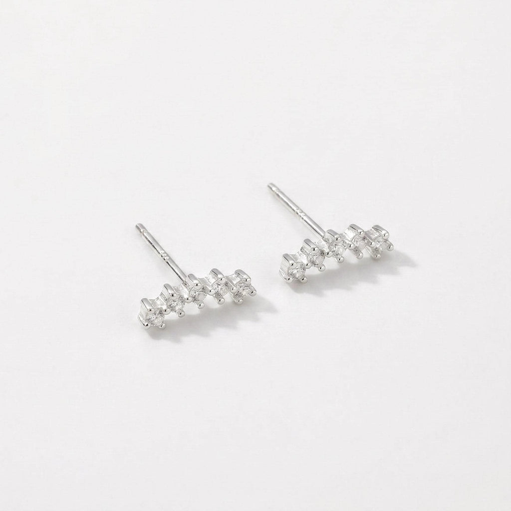 CZ Curve Bar Stud Earrings