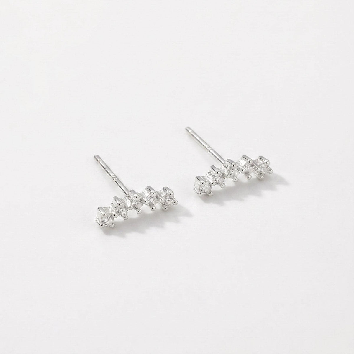 CZ Curve Bar Stud Earrings