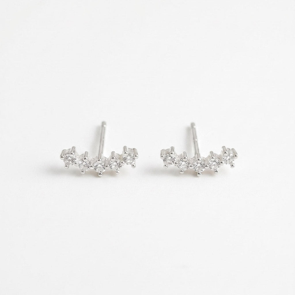 CZ Curve Bar Stud Earrings