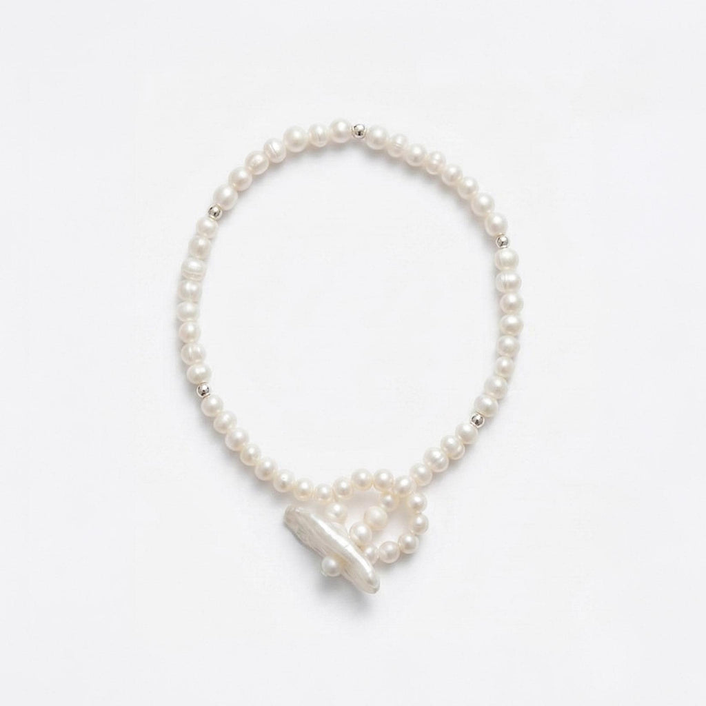Freshwater Pearl & Silver Bead Bracelet