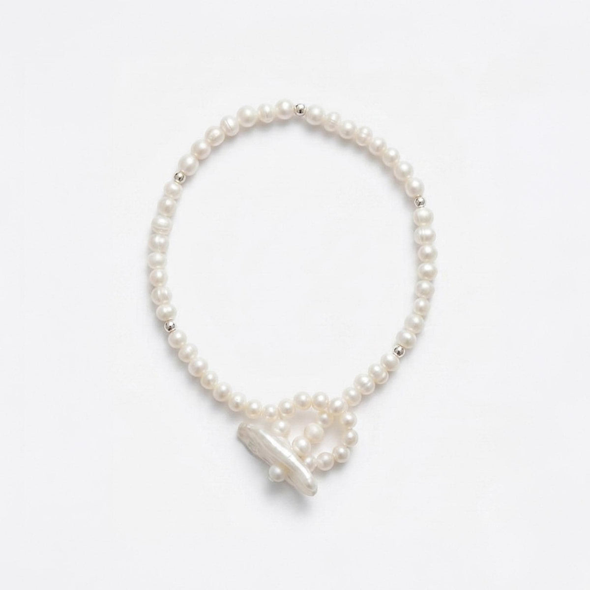 Freshwater Pearl & Silver Bead Bracelet