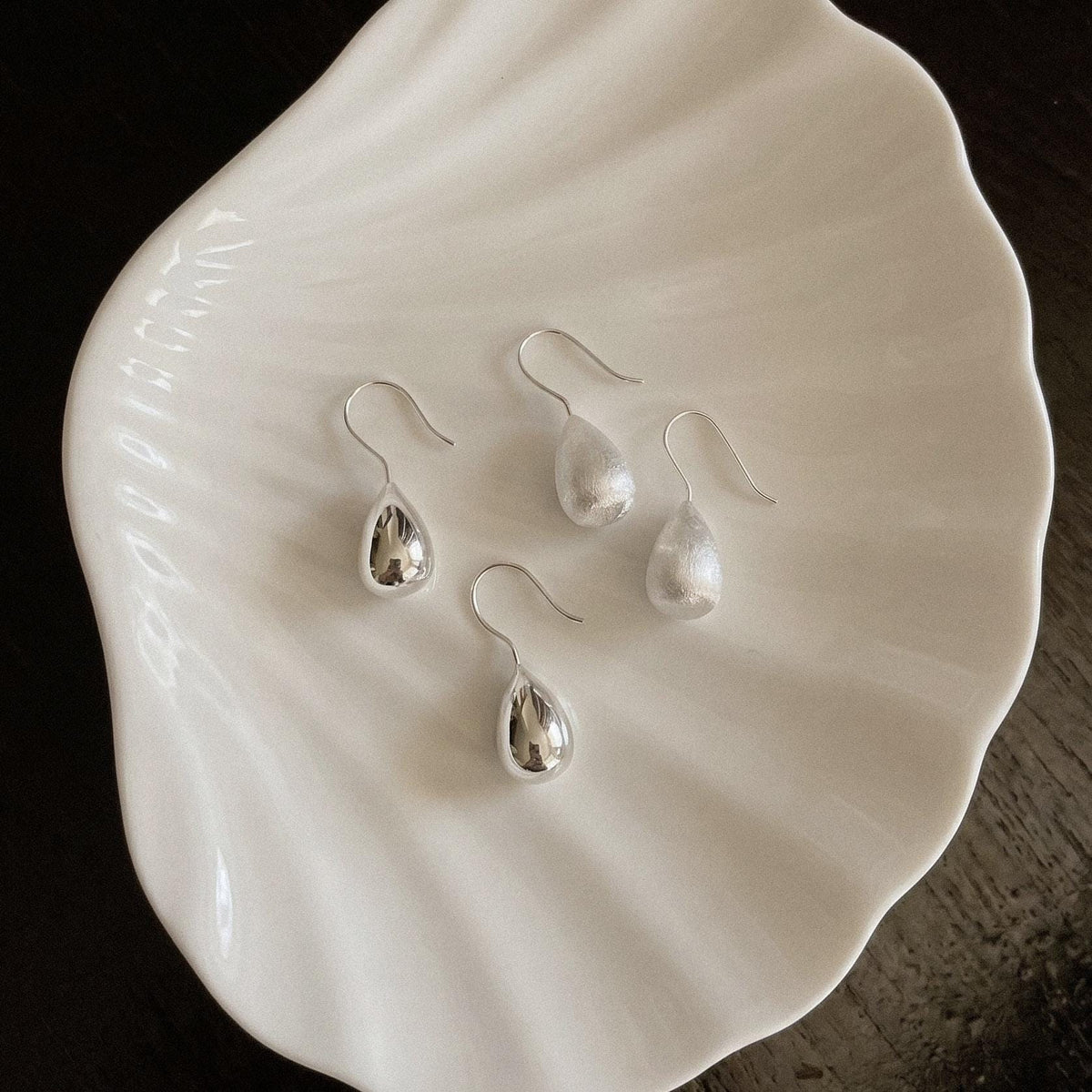 Matte Organic Teardrop Drop Earrings