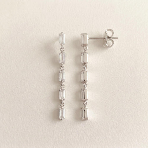 Baguette CZ Linear Drop Earrings