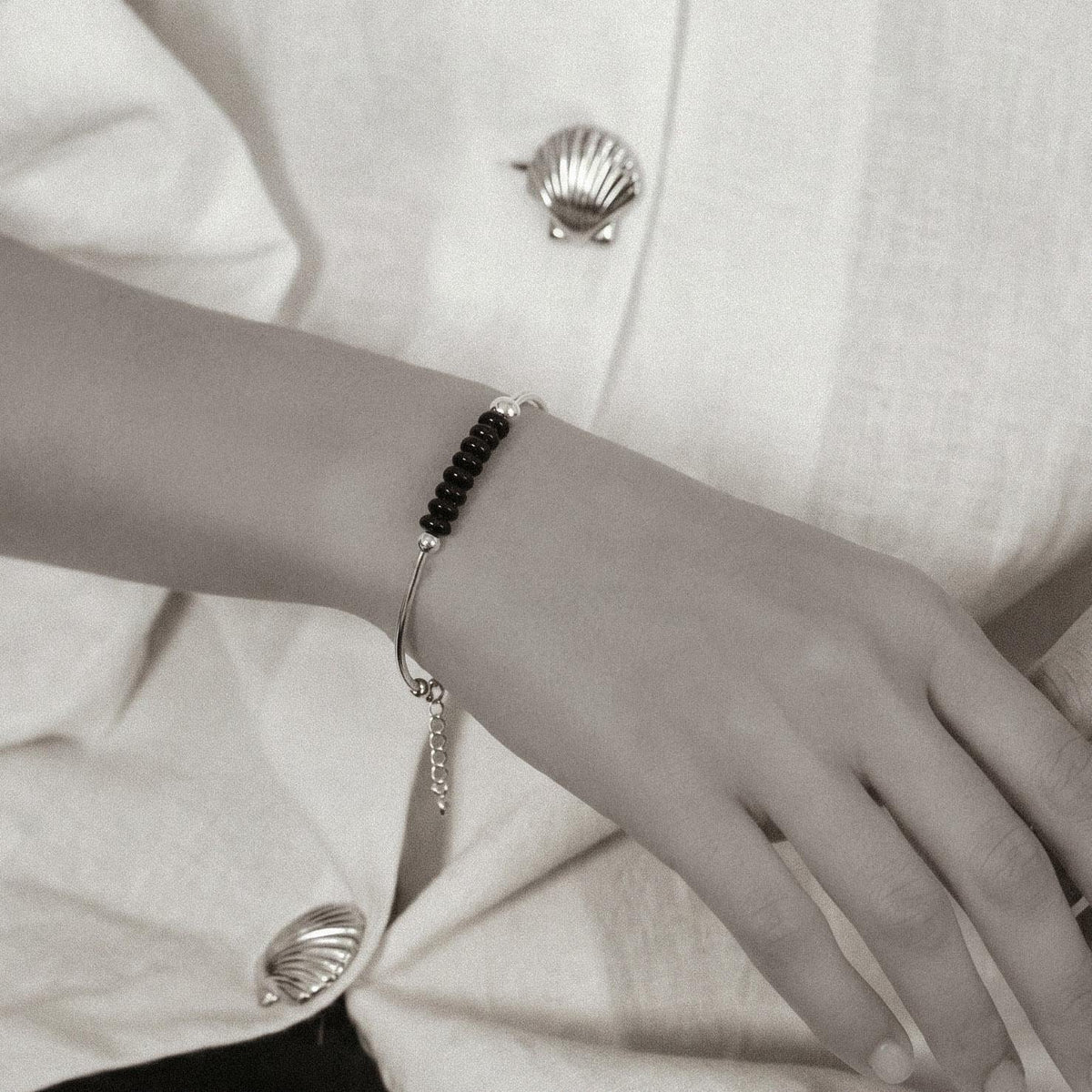Minimal Black Onyx Bead Bracelet