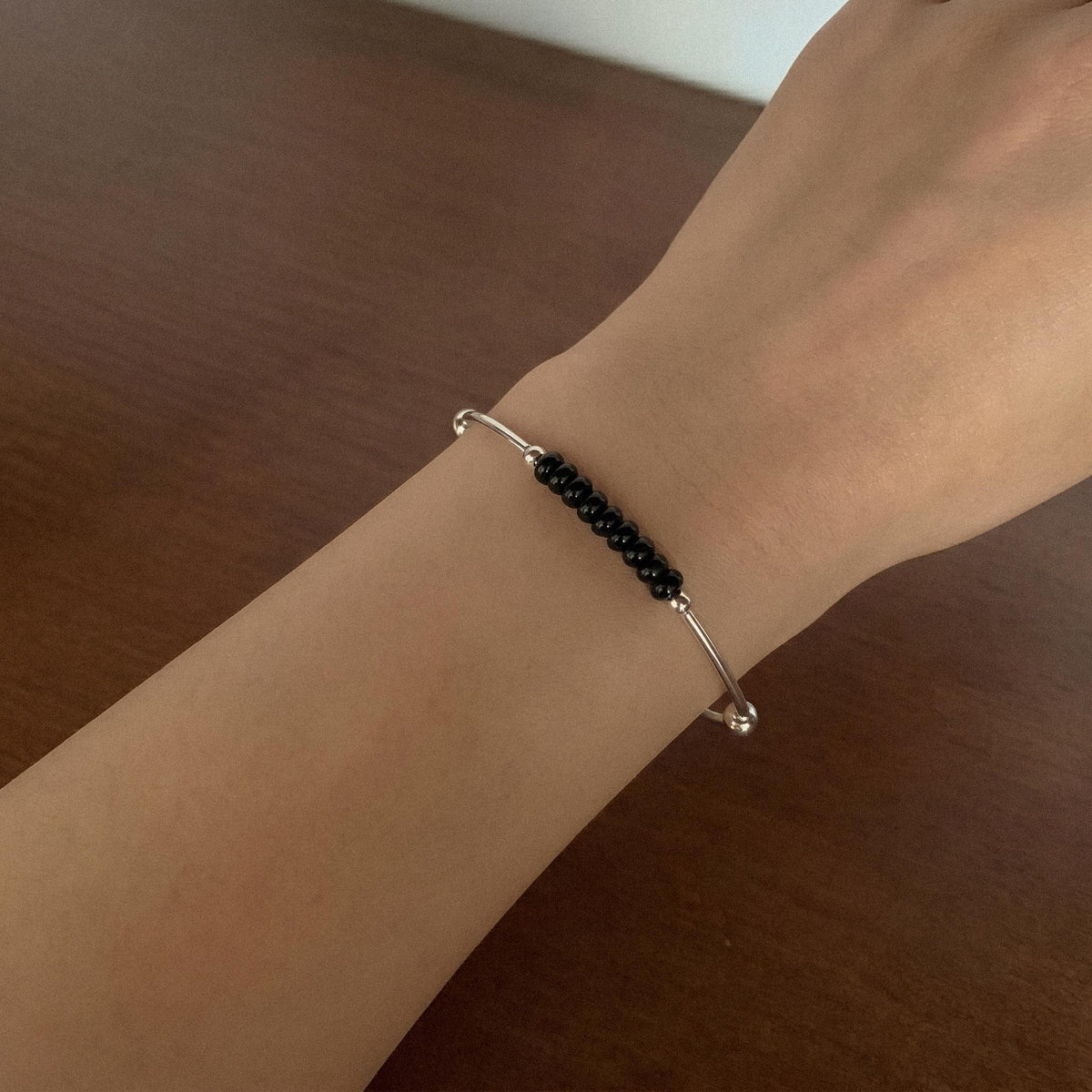 Minimal Black Onyx Bead Bracelet
