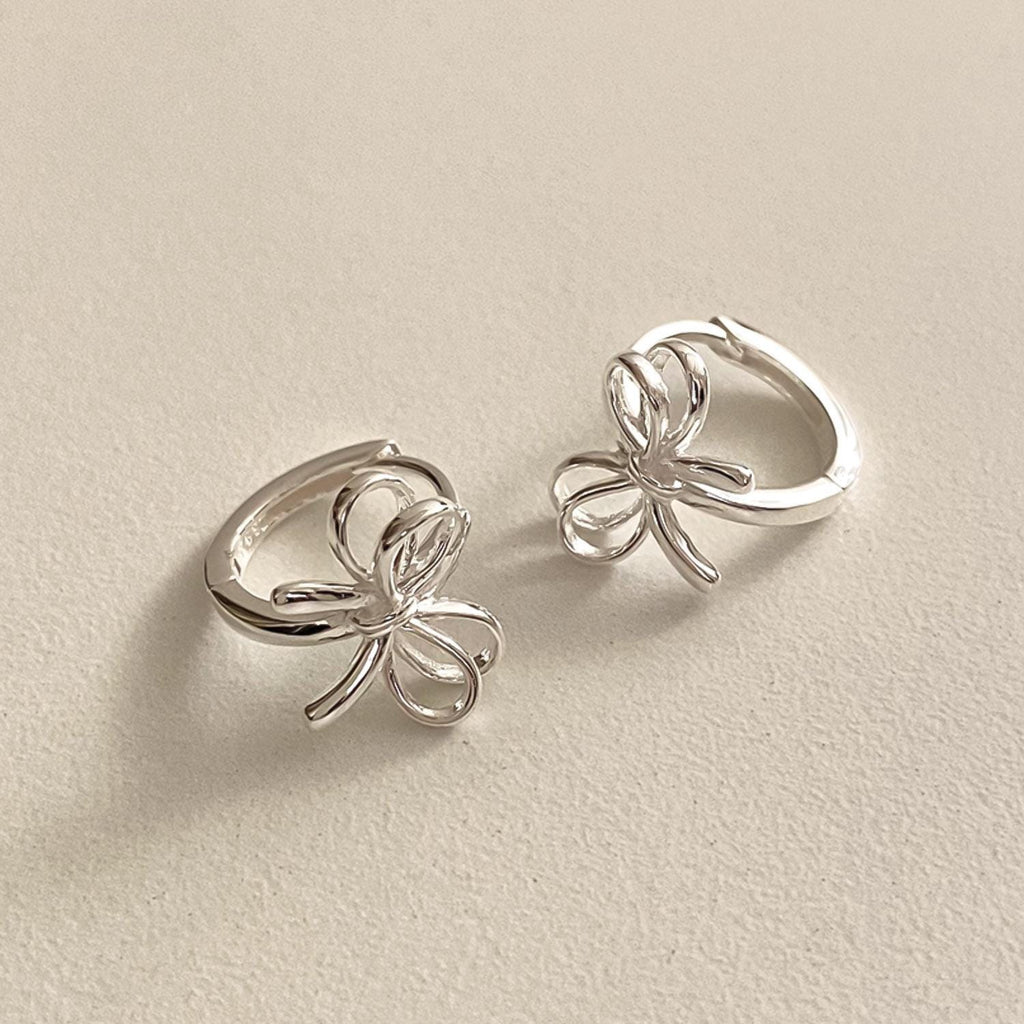 Ribbon Bow Huggie Earrings