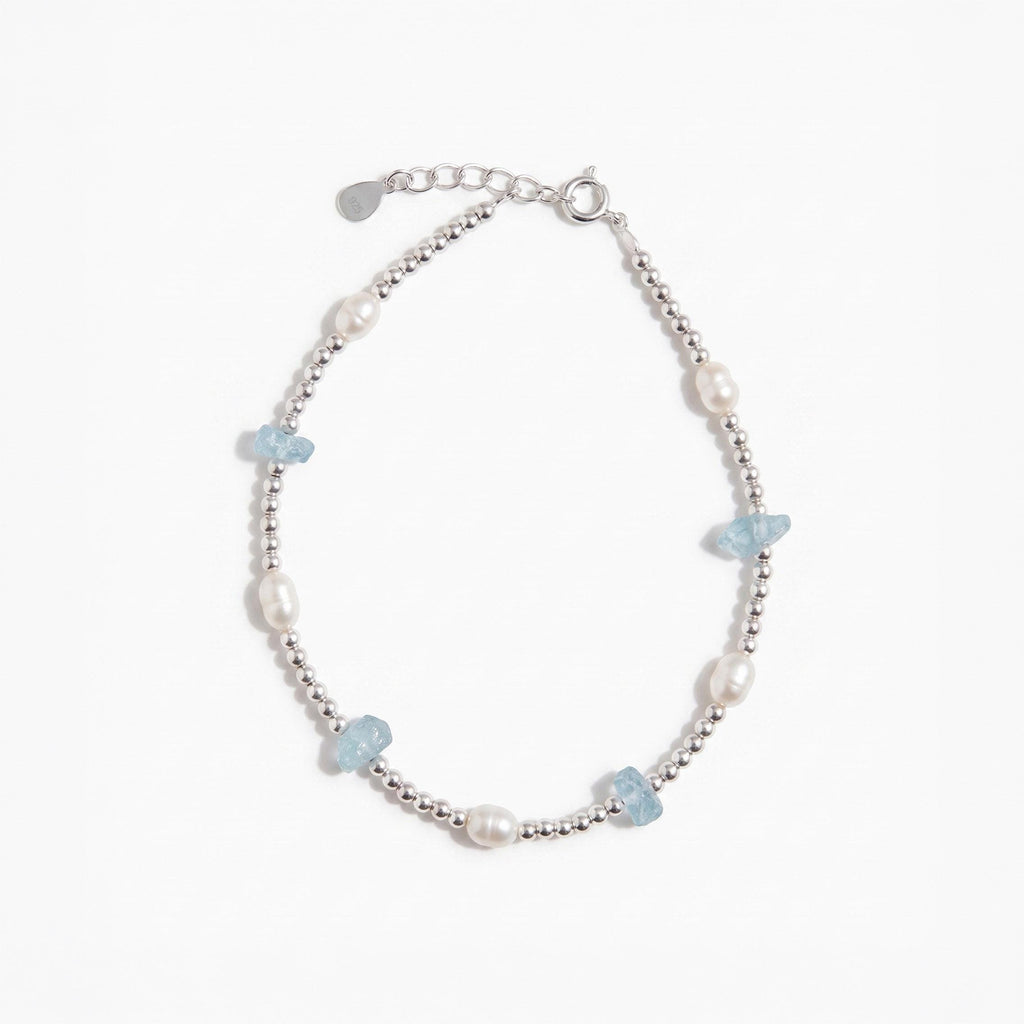 Aquamarine & Freshwater Pearl Beaded Bracelet