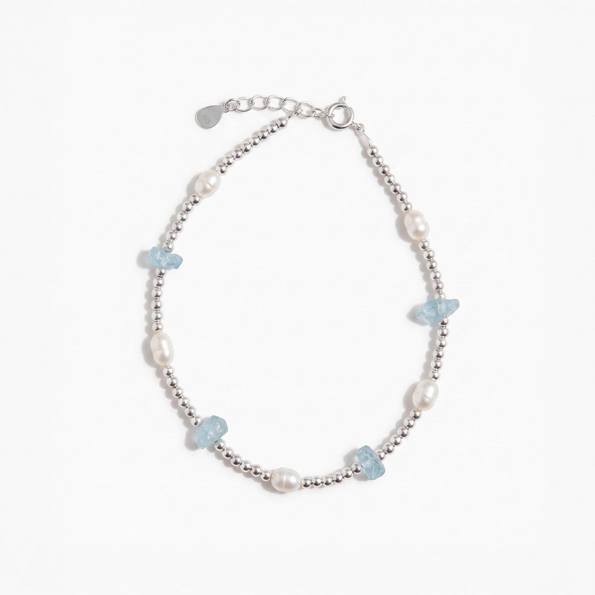 Aquamarine & Freshwater Pearl Beaded Bracelet