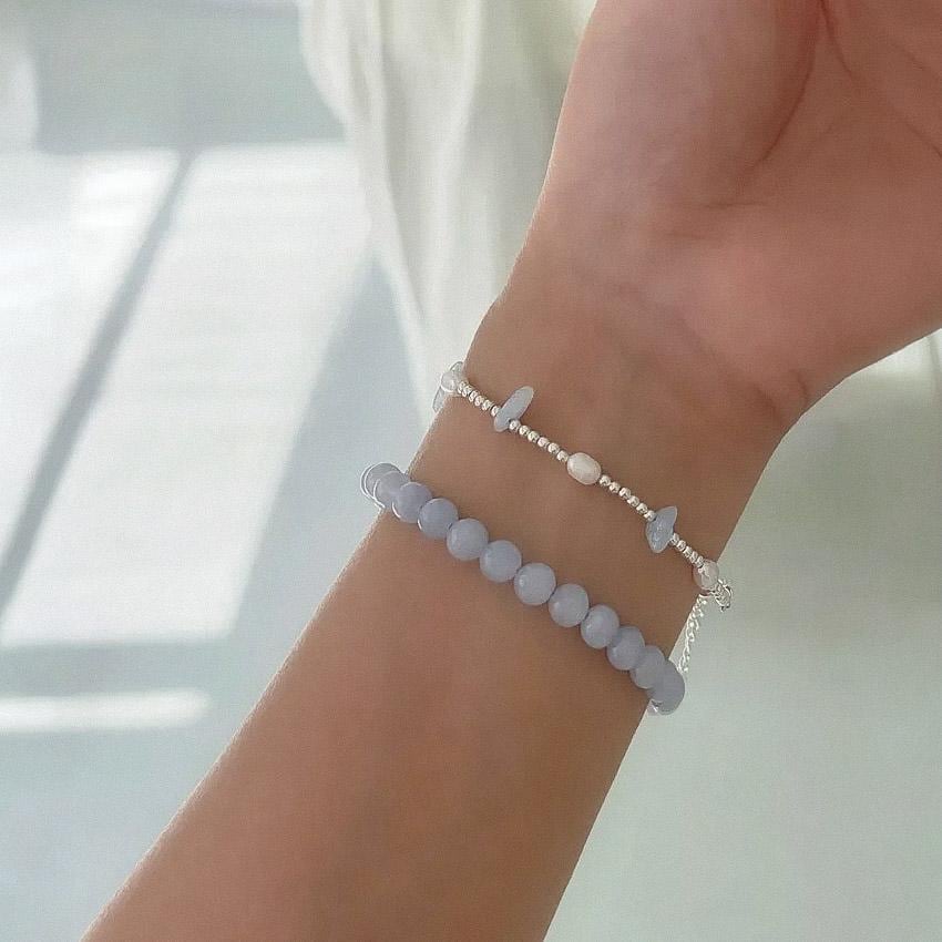 Aquamarine & Freshwater Pearl Beaded Bracelet