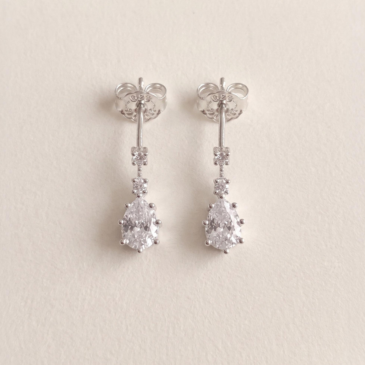 Cubic Zirconia Pear Drop Earrings