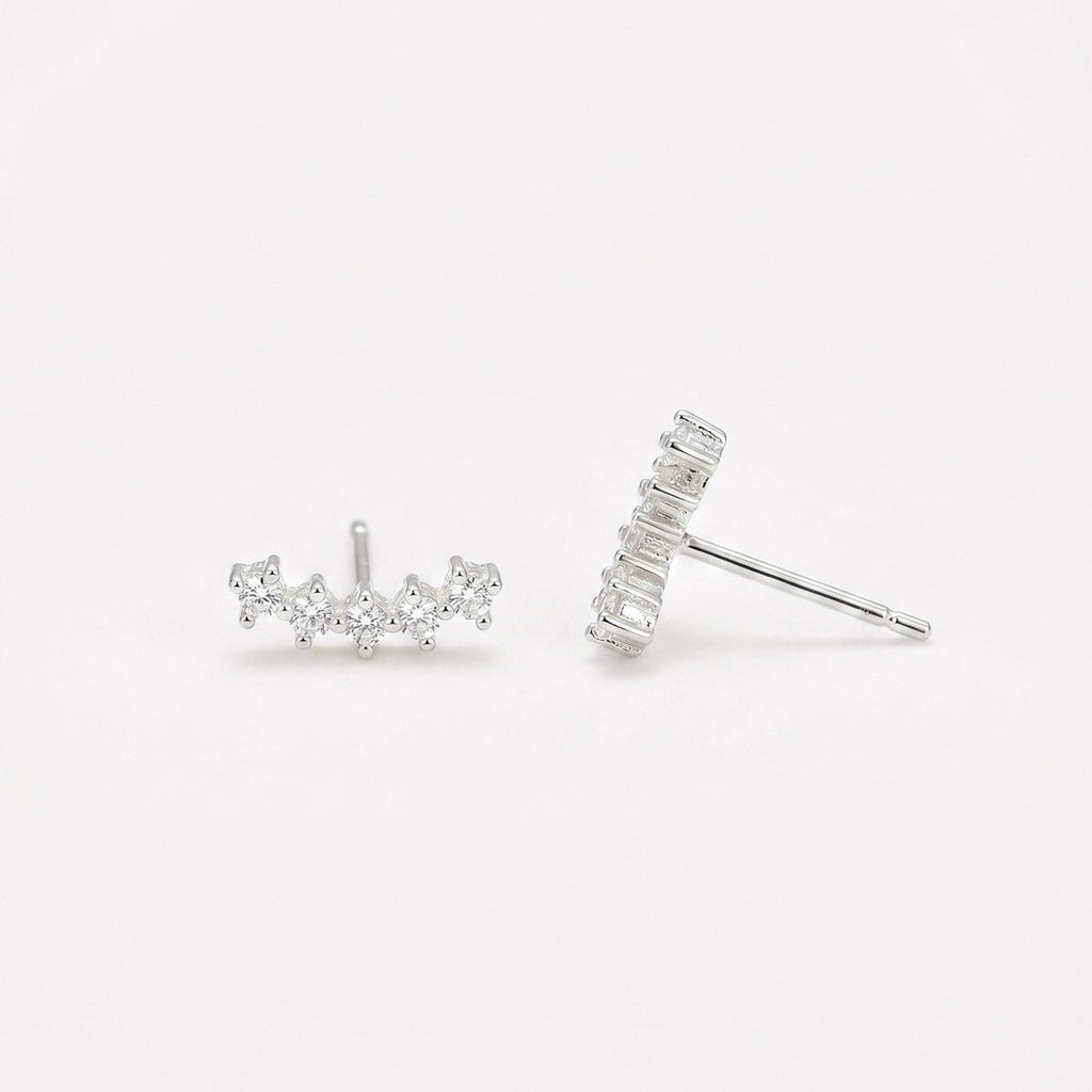 CZ Curve Bar Stud Earrings