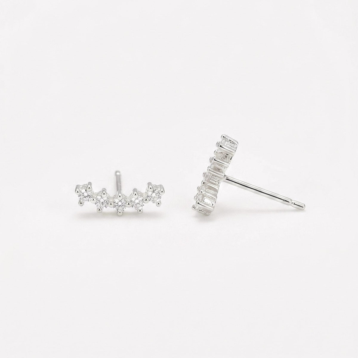 CZ Curve Bar Stud Earrings