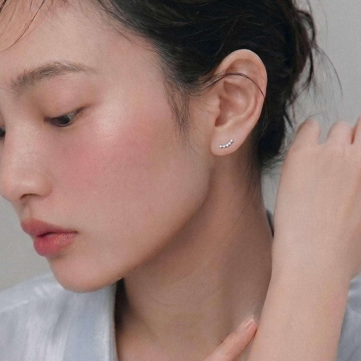 CZ Curve Bar Stud Earrings