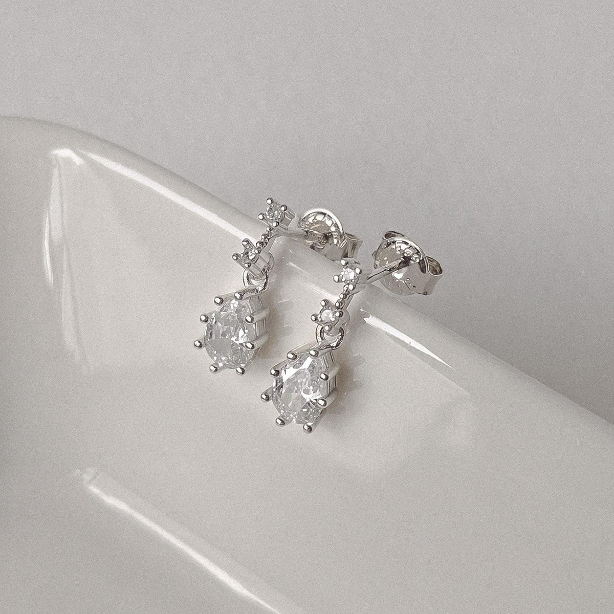Cubic Zirconia Pear Drop Earrings