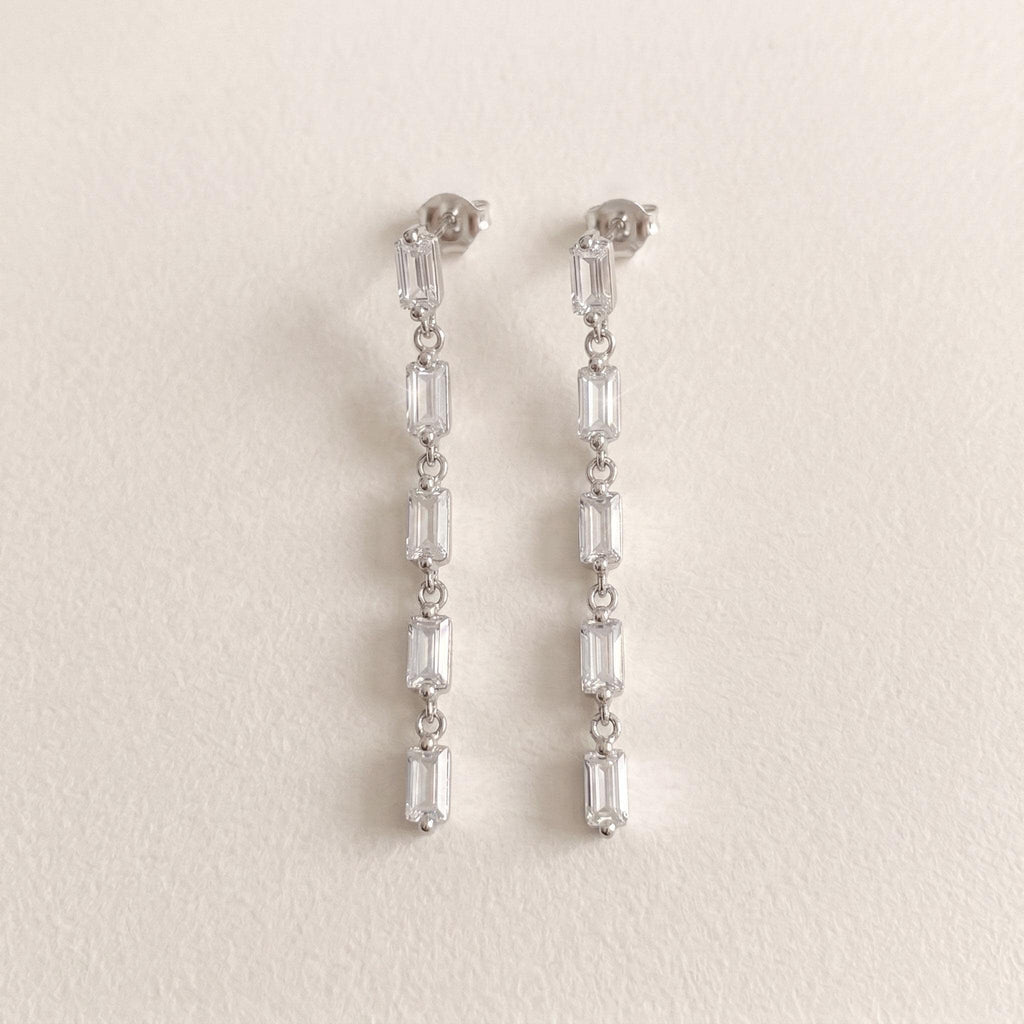 Baguette CZ Linear Drop Earrings